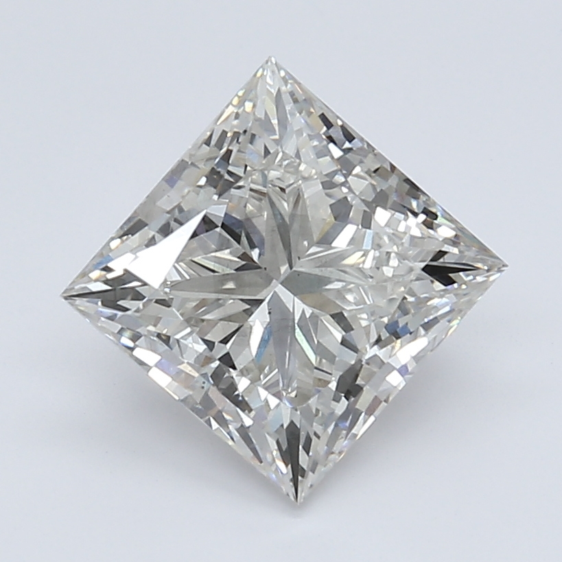 3.42-carat princess diamond with I color, null cut, and VS2 clarity.
