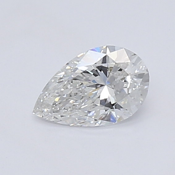 0.42-carat pear diamond with F color, null cut, and VS2 clarity.
