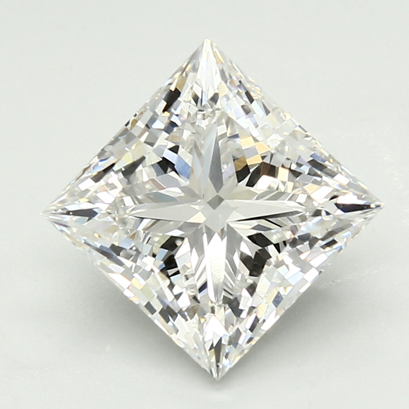 3.34-carat princess diamond with E color, null cut, and VS1 clarity.