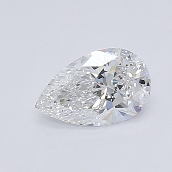 0.43-carat pear diamond with E color, null cut, and VS1 clarity.