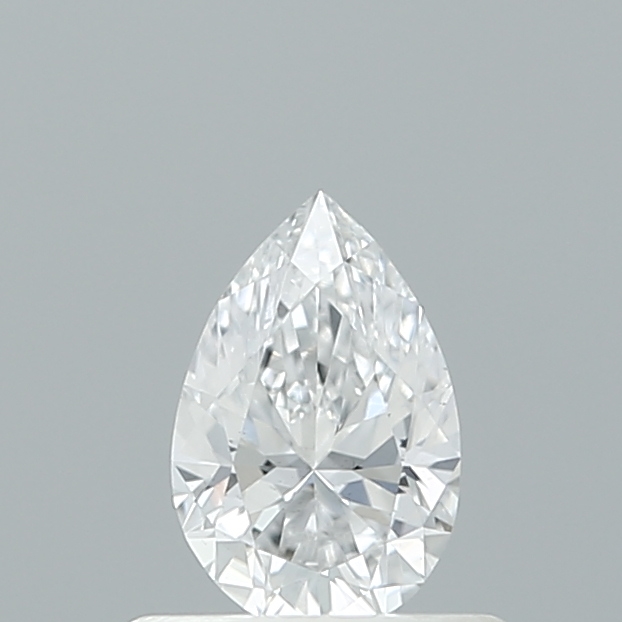 0.44-carat pear diamond with D color, null cut, and VS1 clarity.