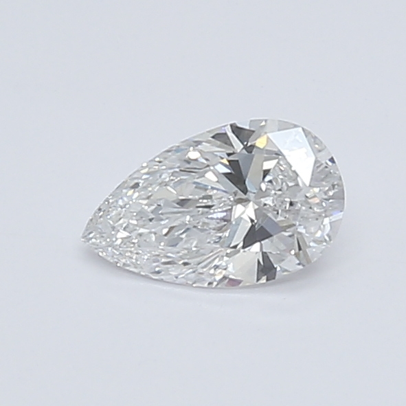 0.43-carat pear diamond with E color, null cut, and VS1 clarity.