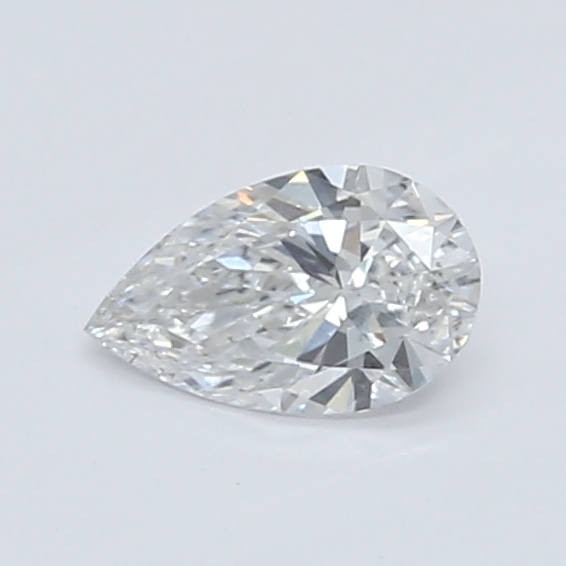 0.45-carat pear diamond with E color, null cut, and VS2 clarity.