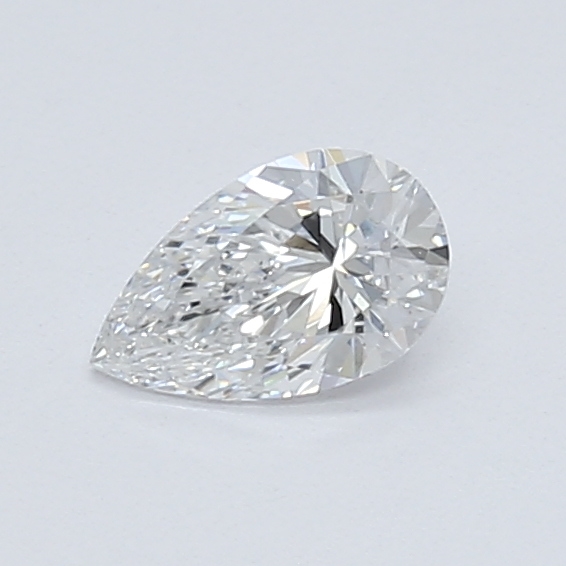 0.45-carat pear diamond with E color, null cut, and VS1 clarity.
