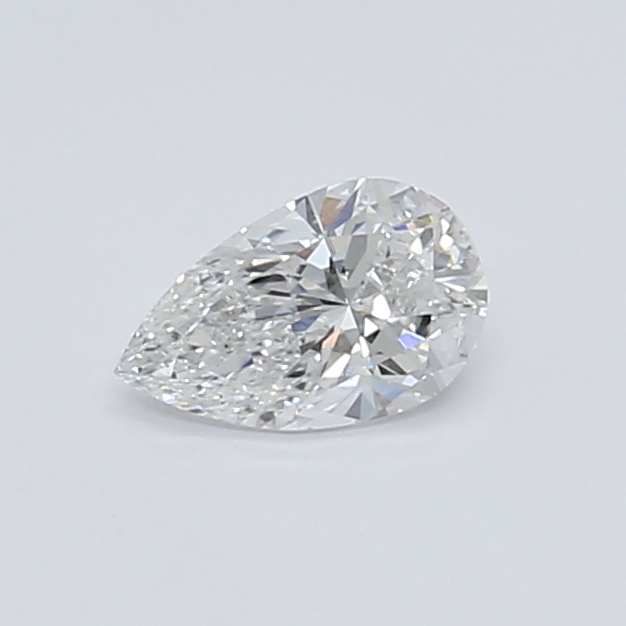 0.42-carat pear diamond with E color, null cut, and VS2 clarity.