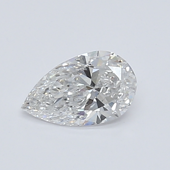 0.44-carat pear diamond with E color, null cut, and VS2 clarity.