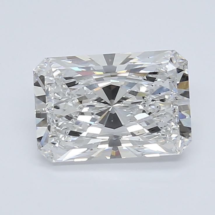 2.14-carat radiant diamond with E color, null cut, and VS2 clarity.